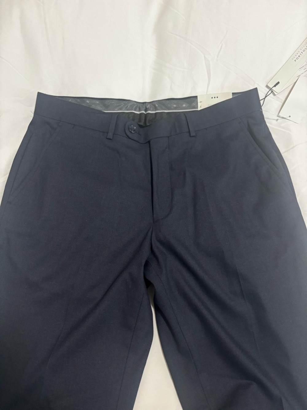 Perry Ellis Men's Dark Navy Flat-Front pants